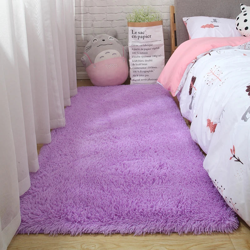 Pink Bedroom Carpet For Children's  Room Cute Girls Floor Soft Mat Living Room Decoration White Fluffy Large Kids Bedside Rugs