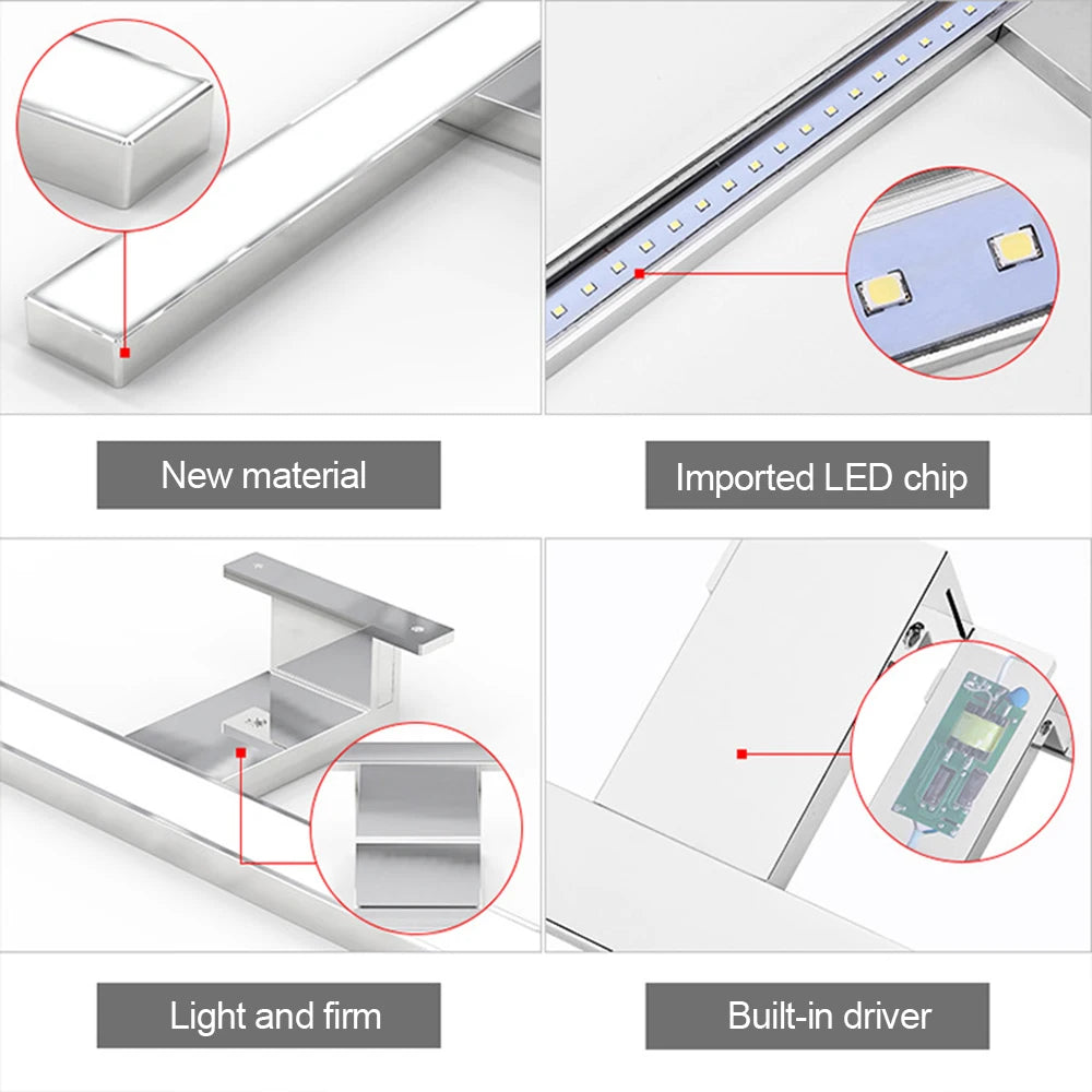 5W 8W Modern Led Mirror Light AC90-260V Wall Mounted Industrial Wall Lamp Bathroom Light Waterproof Stainless Steel Vanity Light