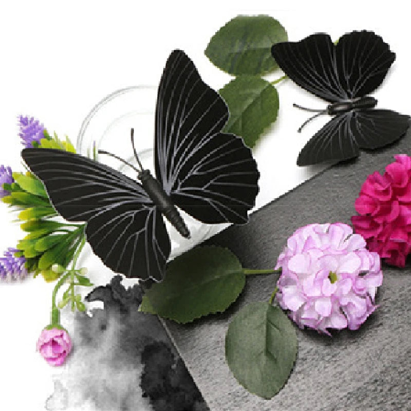 12pcs/Set Black Butterflies Wall Sticker Beautiful Beautiful Butterfly Sticker With Pin for Kid Room Wall Decals Home Decoration