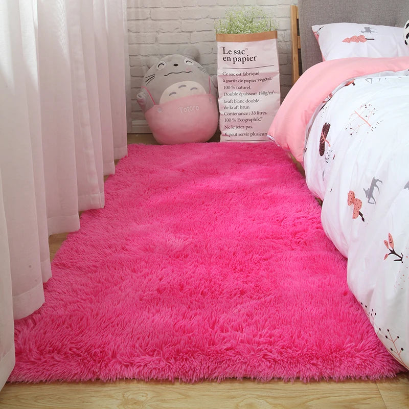 Pink Bedroom Carpet For Children's  Room Cute Girls Floor Soft Mat Living Room Decoration White Fluffy Large Kids Bedside Rugs