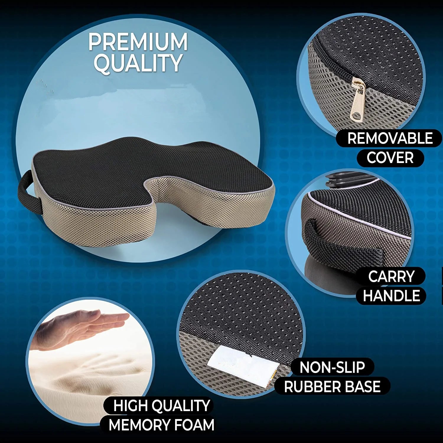 For Tailbone Sciatica back Pain relief Comfort Office Chair Car Seat Cushion Non-Slip Orthopedic Memory Foam Coccyx Cushion