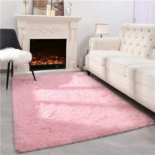 Pink Carpet for Living Room Plush Rug Bed Room Floor Fluffy Mats Anti-slip Home Decor Rugs Soft Velvet Carpets Kids Room Blanket