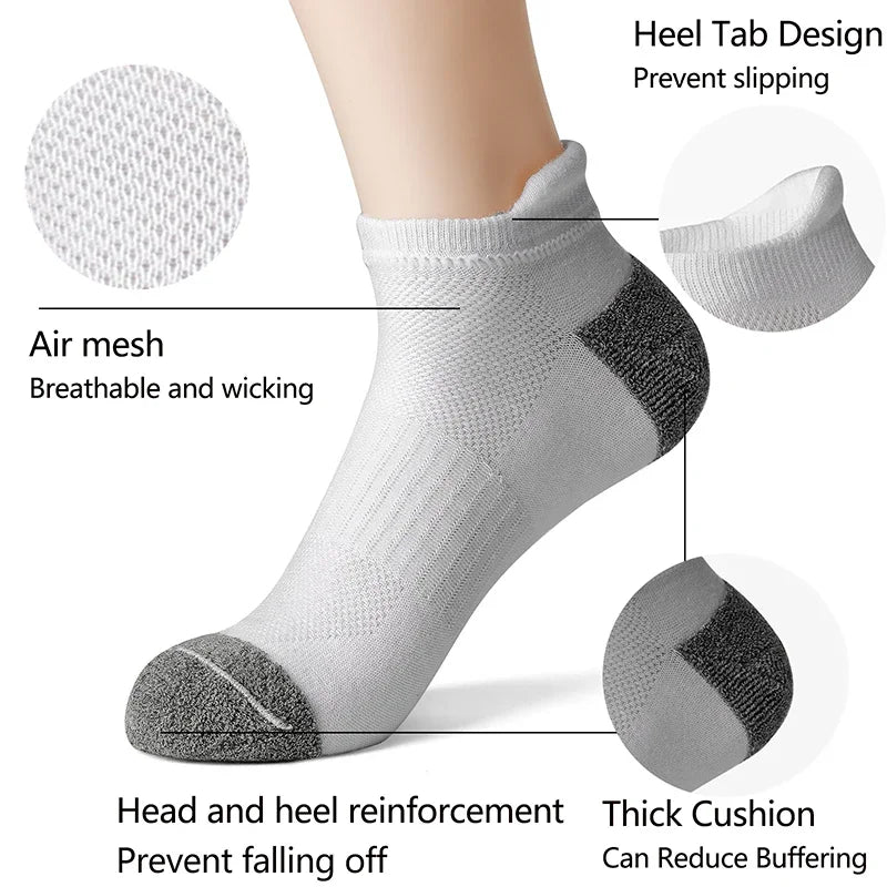 6/12 Pairs 2024 New Fashion Cotton Socks For Men Women Sports Solid Color Cycling Breathable Mesh Ankle Running Thick Socks