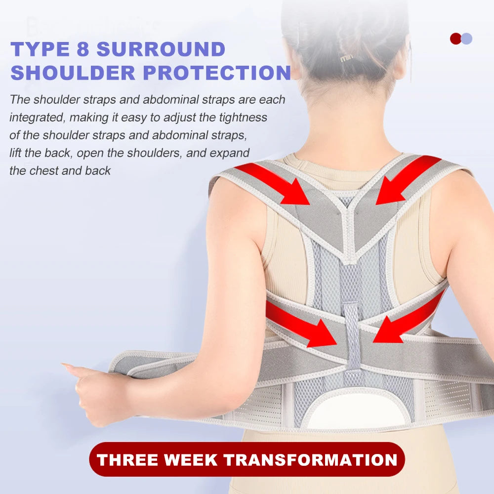 Professional Back Brace for Women and Men Posture Corrector Improve Posture Lumbar Support Shoulder Lower Upper Back Pain Relief