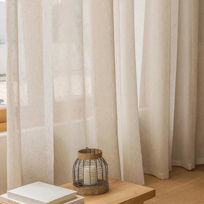 Japanese Linen Sheer Curtains for the Living Room Hall Window Tulle Bedroom Curtains Elegant Ready-made Room Kitchen Cortinas