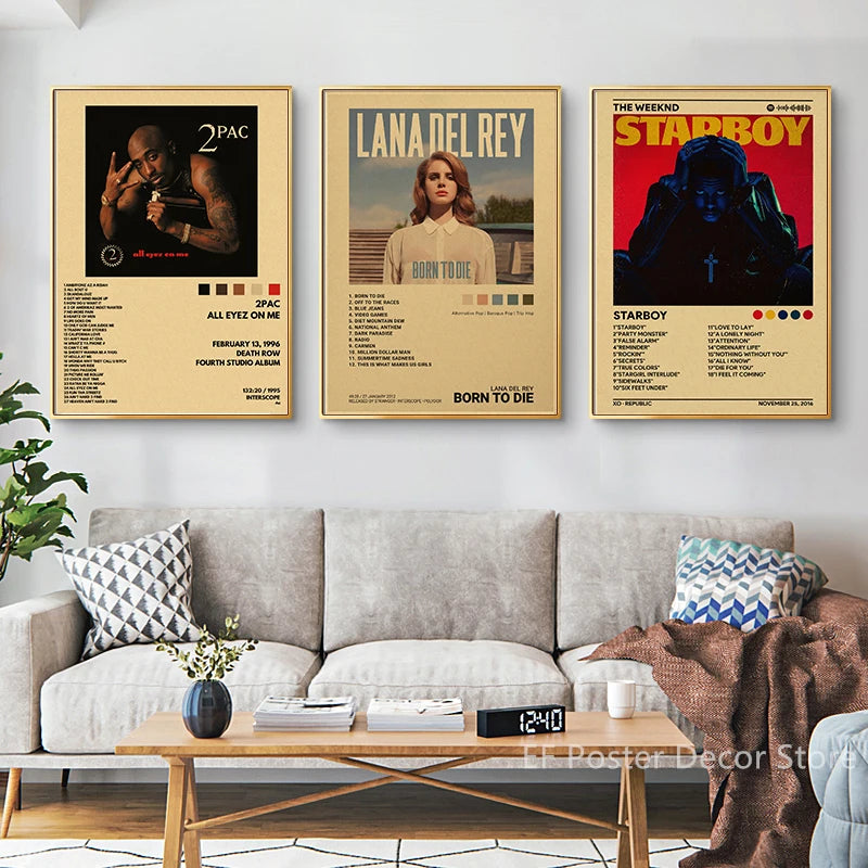 Singer Album Cover Poster Music Prints Custom Album Posters Hip Hop Vintage Room Home Decor Retro Kraft Paper Art Wall Painting