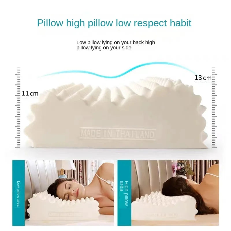 TAIHI Thailand latex Pillow Massage Cervical Orthopedic Neck Pain Pillows For Sleeping Comfortable And Breathable Gift For Men