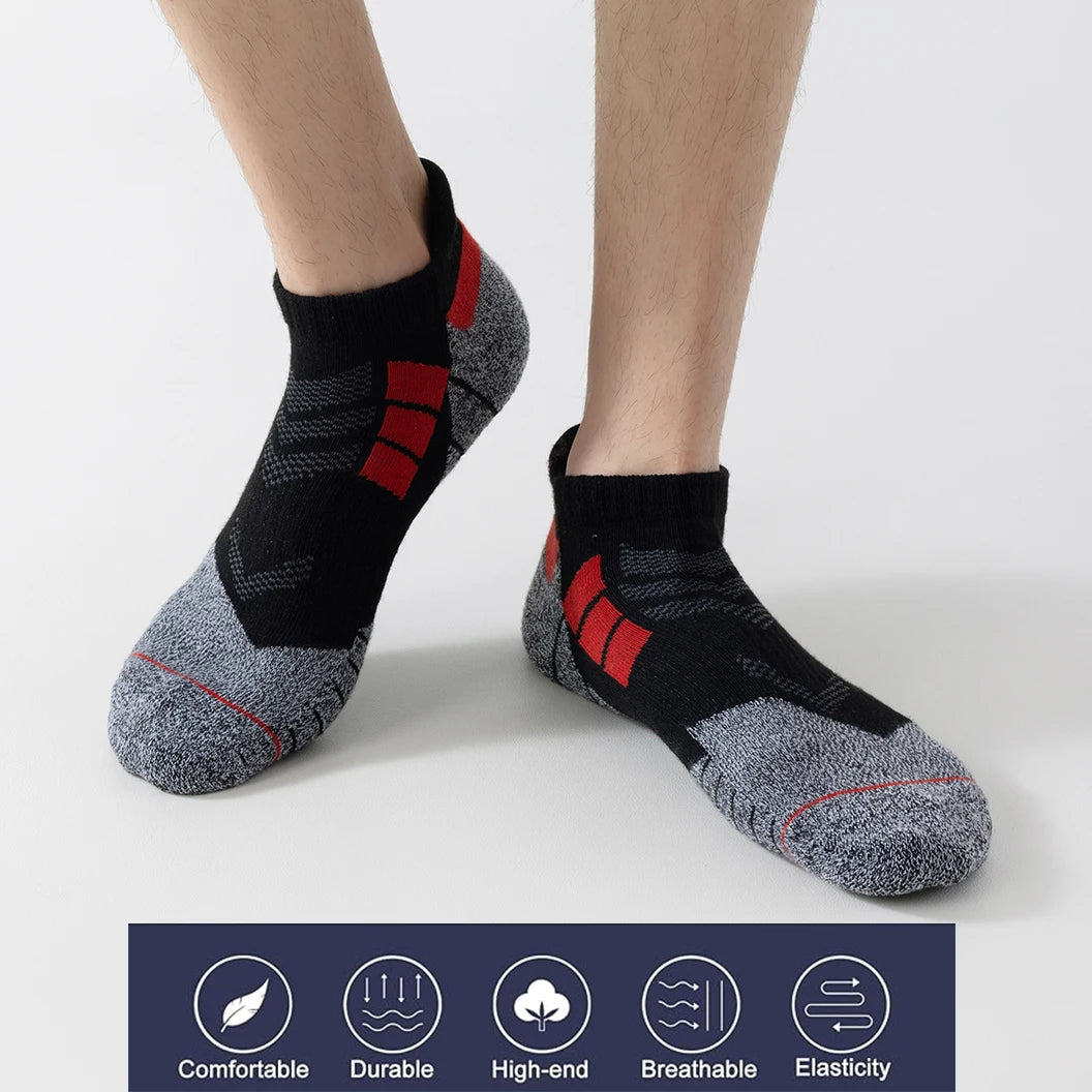 6 Pairs Lot Pack Men's Sports Socks Thick Cushioned Mesh Breathable Comfortable Ear Male Athletic Low Cut Running Ankle Socks