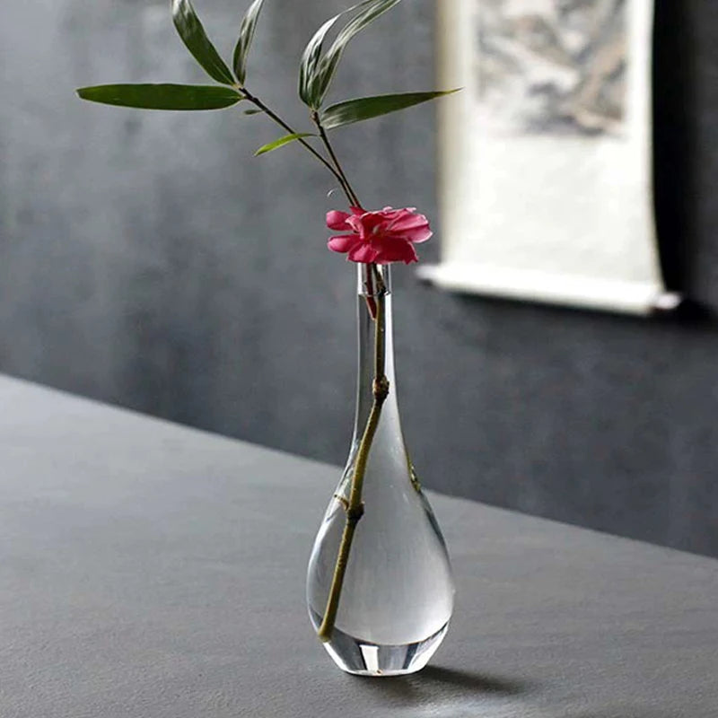 Japan Style Transparent Glass Vase Zen Flower Arrangement Dry Flower Small Mouth Flower Vase for Wedding Home Room Decoration