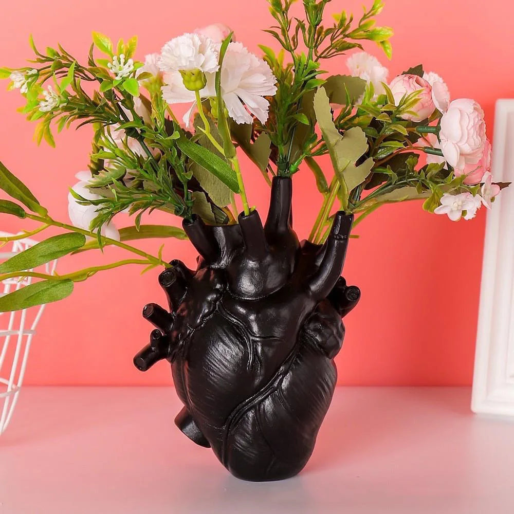 New Simulation Heart Shape Resin Vase 4 Colors Heart-shaped Arrangement Potted Plant Suitable For Home Study Office Ornament