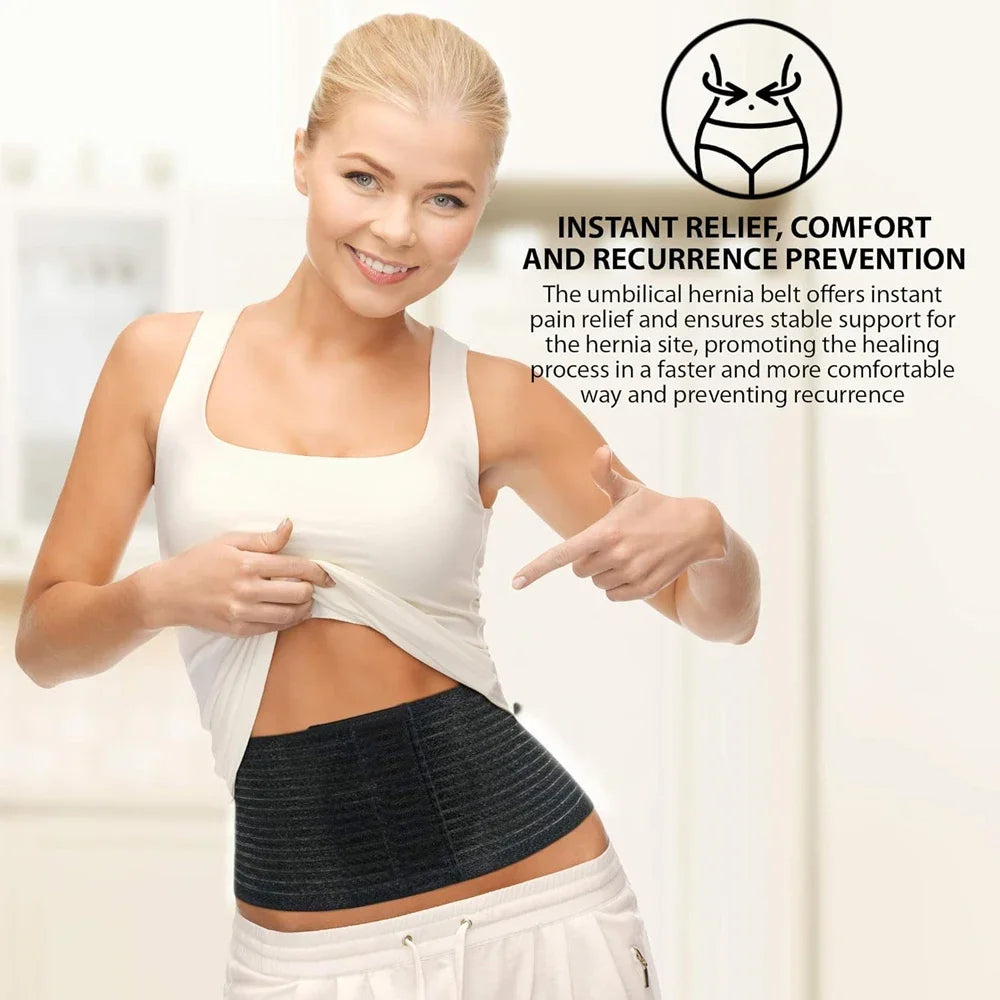 Hernia Belt for Men Women, Abdominal Binder Lower Waist Support Belt for Umbilical Hernias & Navel Belly Button Hernias with Pad