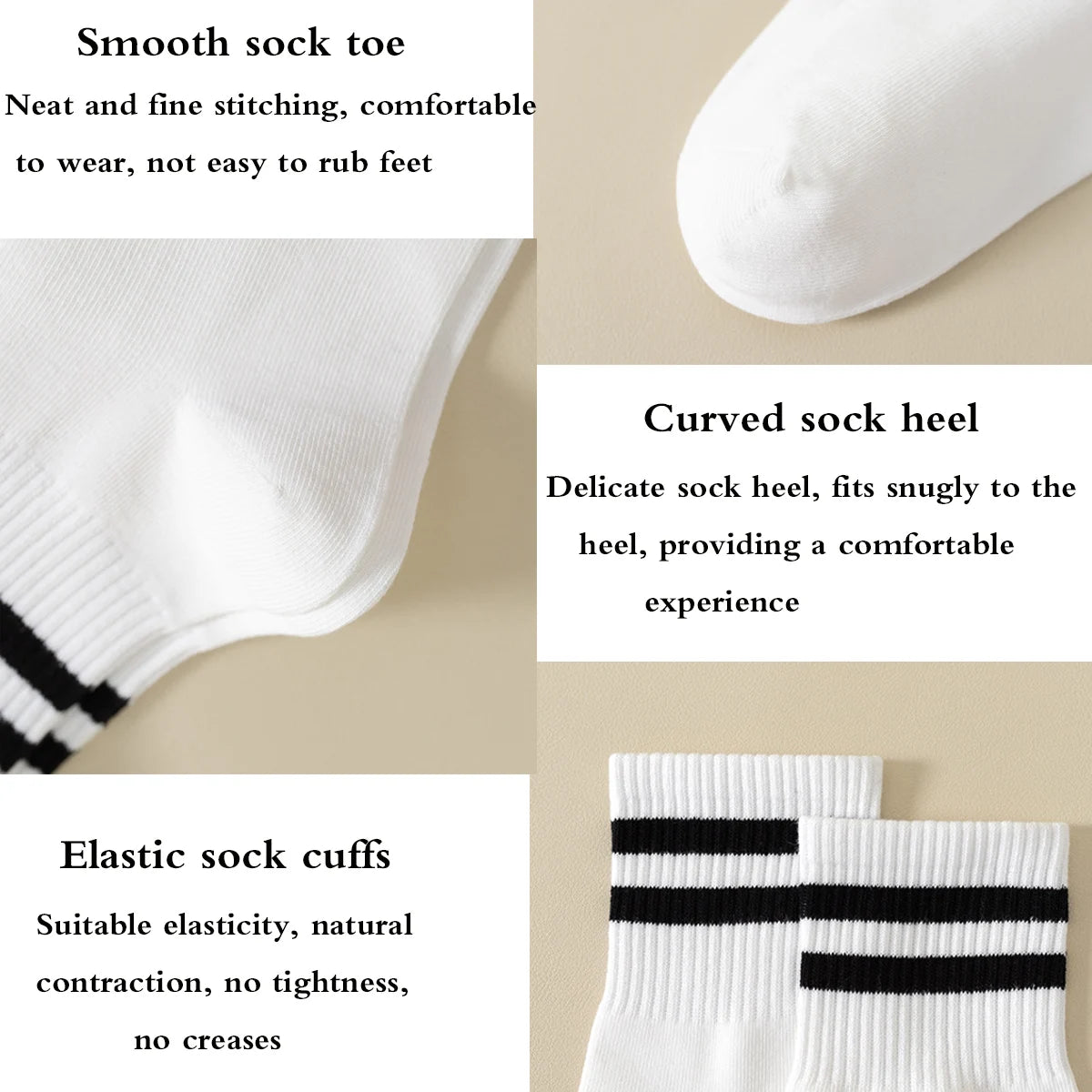 2pairs Women's Striped Casual Sports Breathable Mid-calf Socks