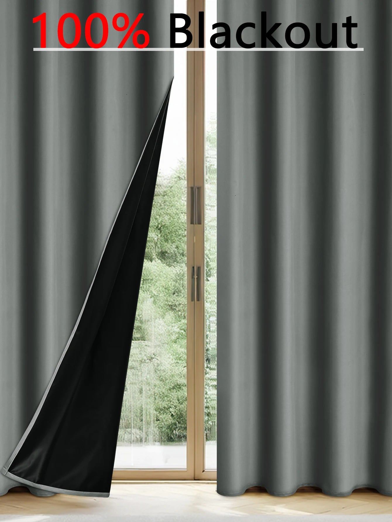 1pc Solid 100% Blackout Curtains with Grommets, Total Privacy Drapes for Bedroom, Beautiful Curtains for Living Room