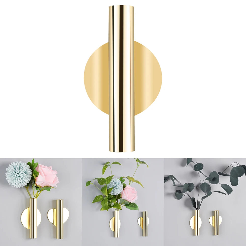 Wall Mounted Flower Tube Nordic Style Metal Hanging Vase Flower Plant Container Holder Home Decoration Party Supplies