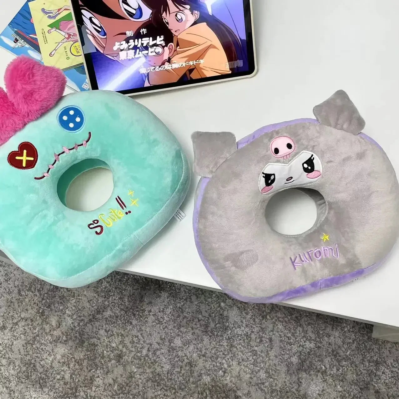 Cartoon Kuromi Stitch Nap Pillow Comfortable Hollow Breathable Stuffed Anime Travel Pillow School Office Nap Pillow Cushion