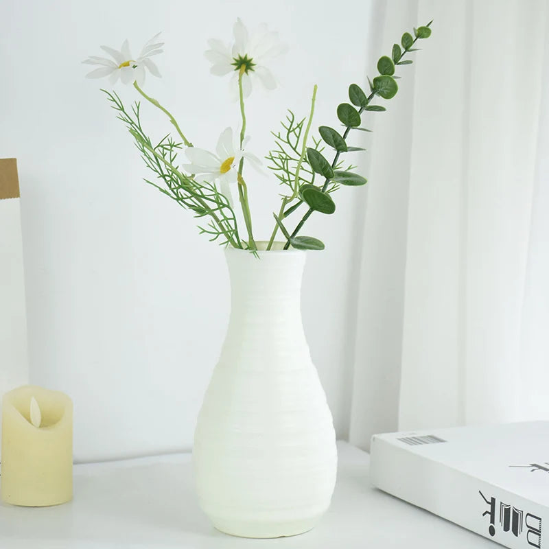 White Flower Vase for Home/Kitchen Decoration Desktop Foral Bouquet Vase Wedding Centerpieces Arrangements Decor