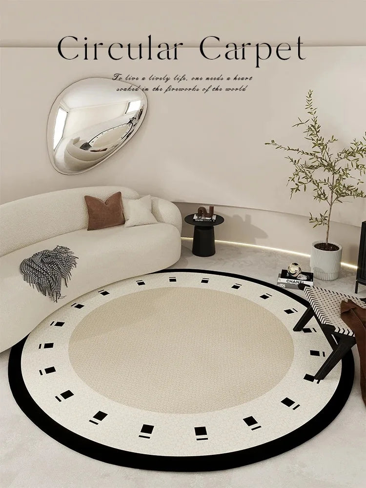 Nordic Style Living Room Large Area Carpet Round Bedroom Bedside Carpet Minimalist Home Decoration Rug Easy Care Balcony Rugs IG