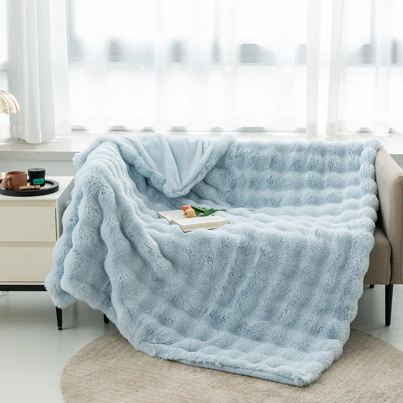 Winter Imitation Fur Plush Blanket Warm Super Soft Blankets Bed Sofa Cover Luxury Fluffy Throw Blanket Bedroom Couch Pillow Case