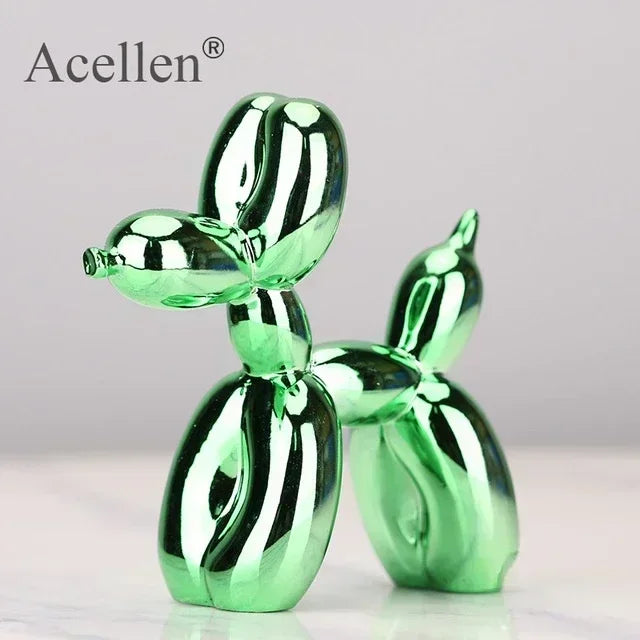 Balloon Dog Home Decor Animals Figurine Resin Cute Shiny Shape Statue Art Sculpture Craftwork with Antiskid Mat Lucky