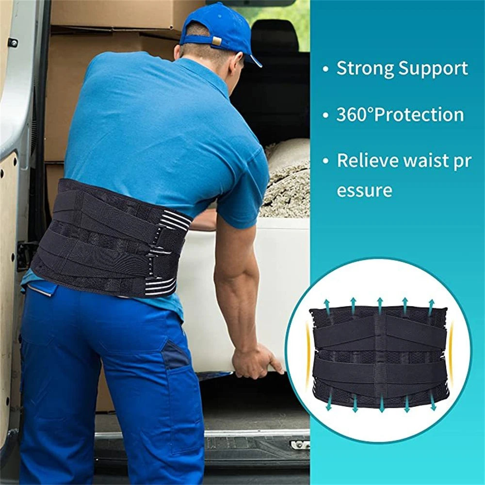 Lower Back Brace with 6 Stays Anti-skid Orthopedic Lumbar Support Breathable Waist Support Belt for Men Women Gym Pain Relief