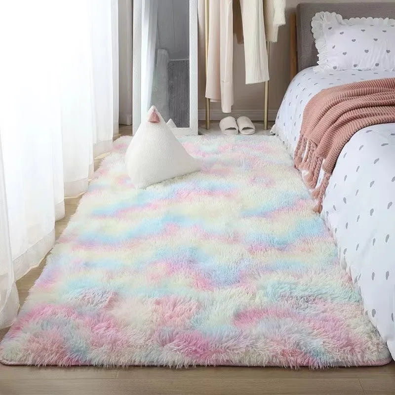 Pink Bedroom Carpet For Children's  Room Cute Girls Floor Soft Mat Living Room Decoration White Fluffy Large Kids Bedside Rugs