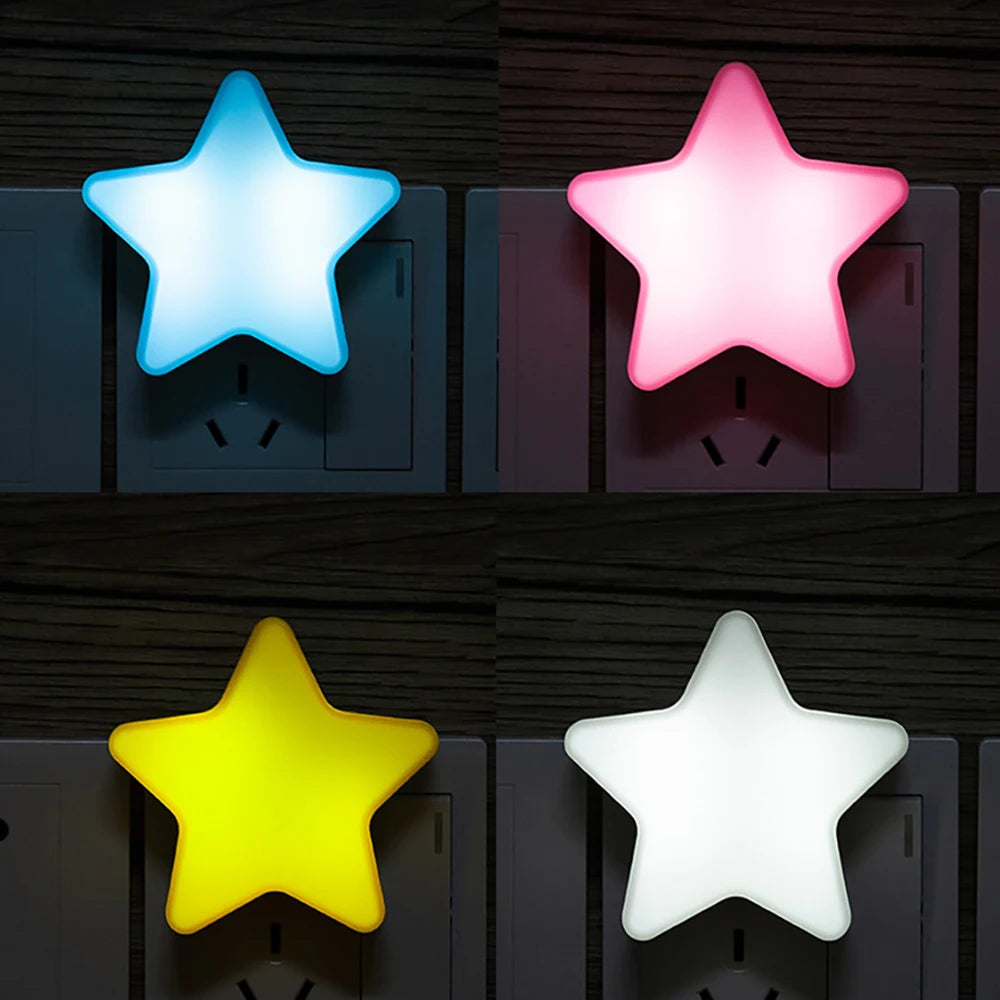 Mini LED Night Light Star Shape Remote Control Energy Saving Wall Lamps For Bedroom Decoration Bedside Baby Sleep Socket Lamp