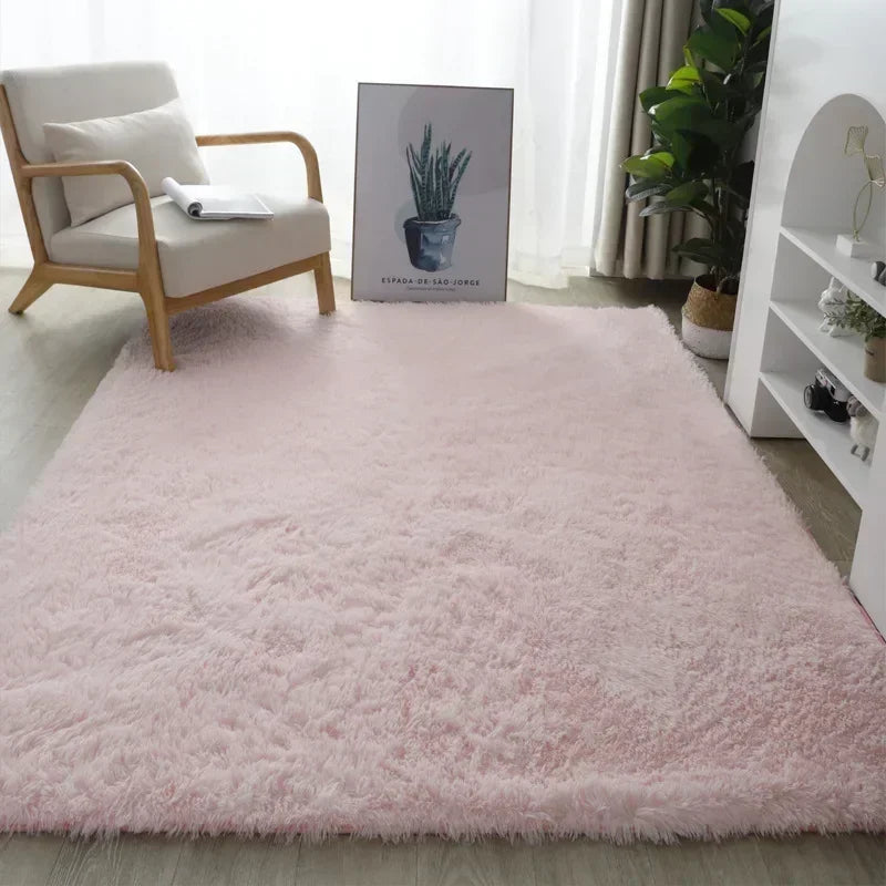 Plush Carpet Suitable For Living Room White Soft Fluffy Carpets Bedroom Bathroom Non-slip Thicken Floor Mat Teen Room Decoration