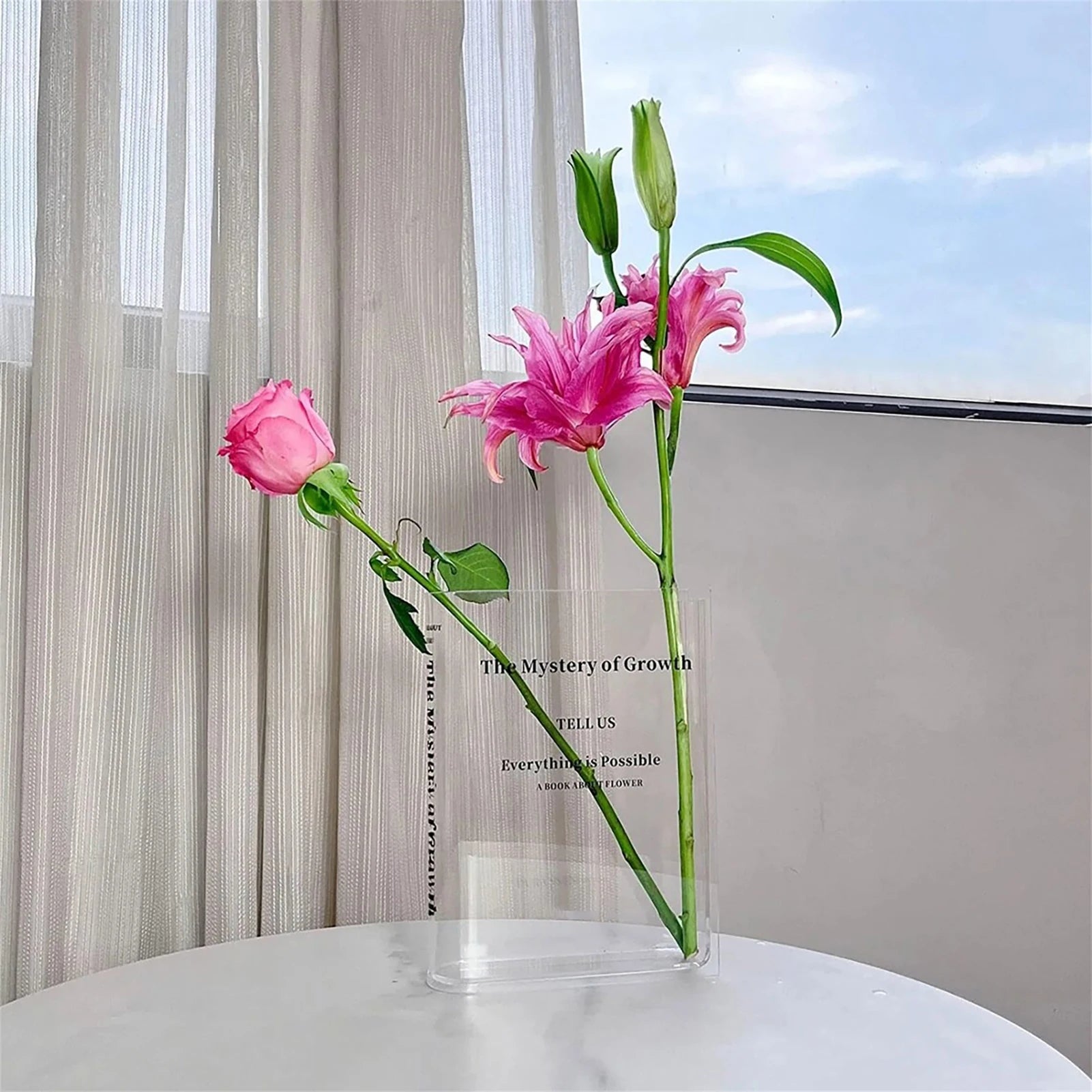 Clear Book Flower Vase Creative Acrylic Transparent Vase The Mystery Of Growth Book Vases Modern Decorative Vases Room Decor