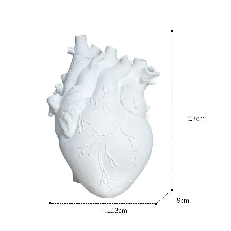 Nordic Anatomical Heart Shaped Vase Resin Flower Pot For Table Decorative Anatomy Themed Design Flower Holder for Tabletop Home