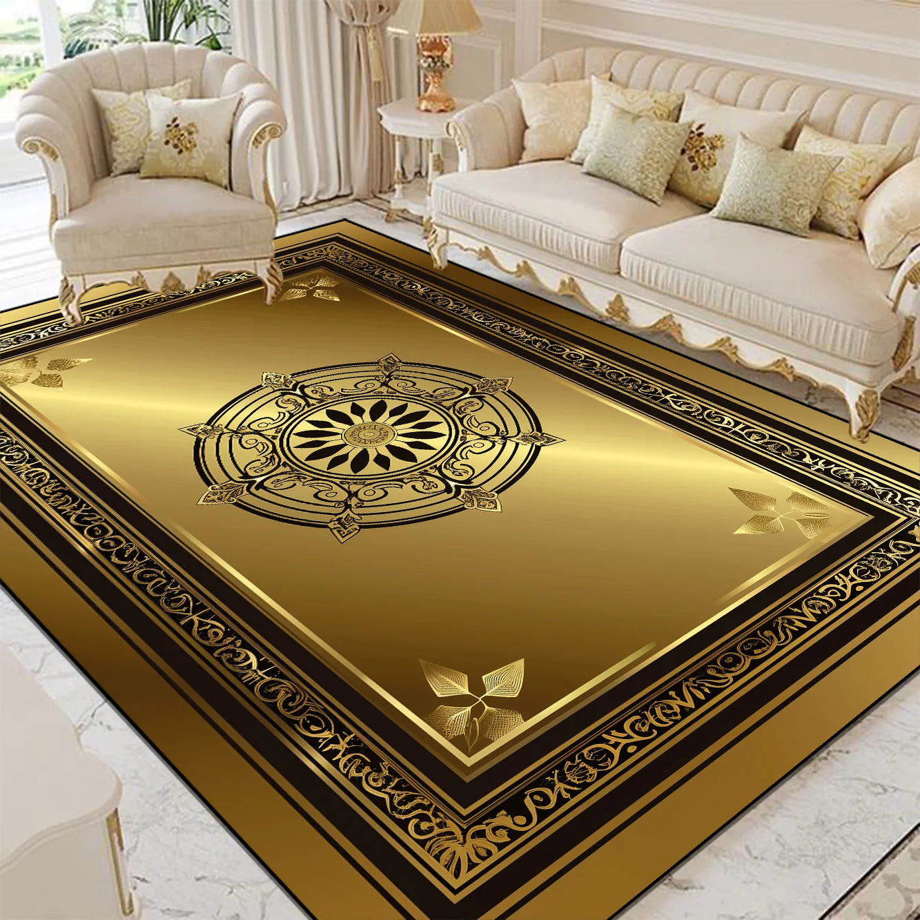 Luxury Style Living Room Large Area Rug Home Room Decor Floor Mats Lounge Sofa Coffee Non-slip Carpet Bedroom Cloakroom Washable