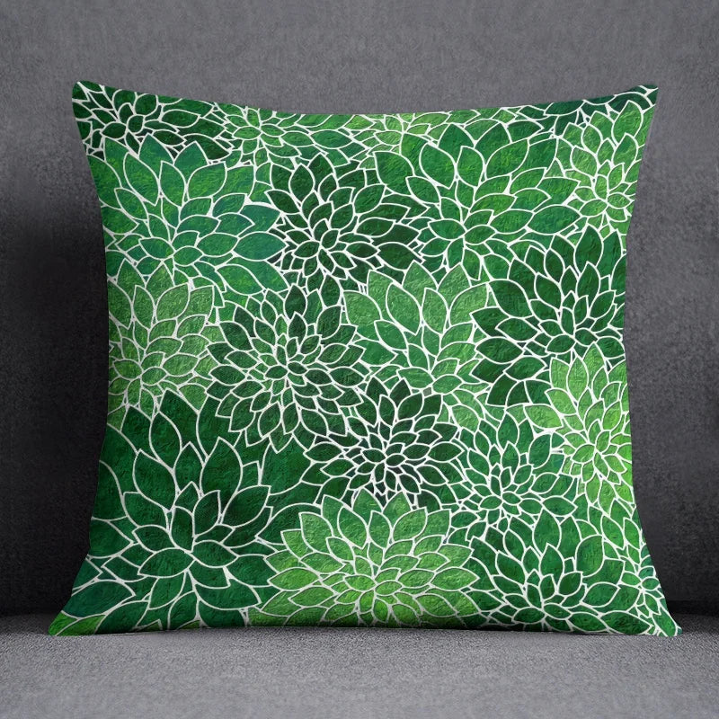 Pillow Bedroom Sofa Car Cushion Cover  Case Green Leaf Series  Gift Home Office Decoration