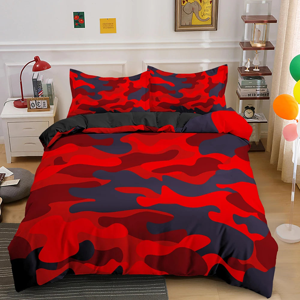 Home Textile Cool Boy Girl Kid Adult Duver Cover Set Camouflage Bedding Sets King Queen Twin Comforter Covers With Pillowcase