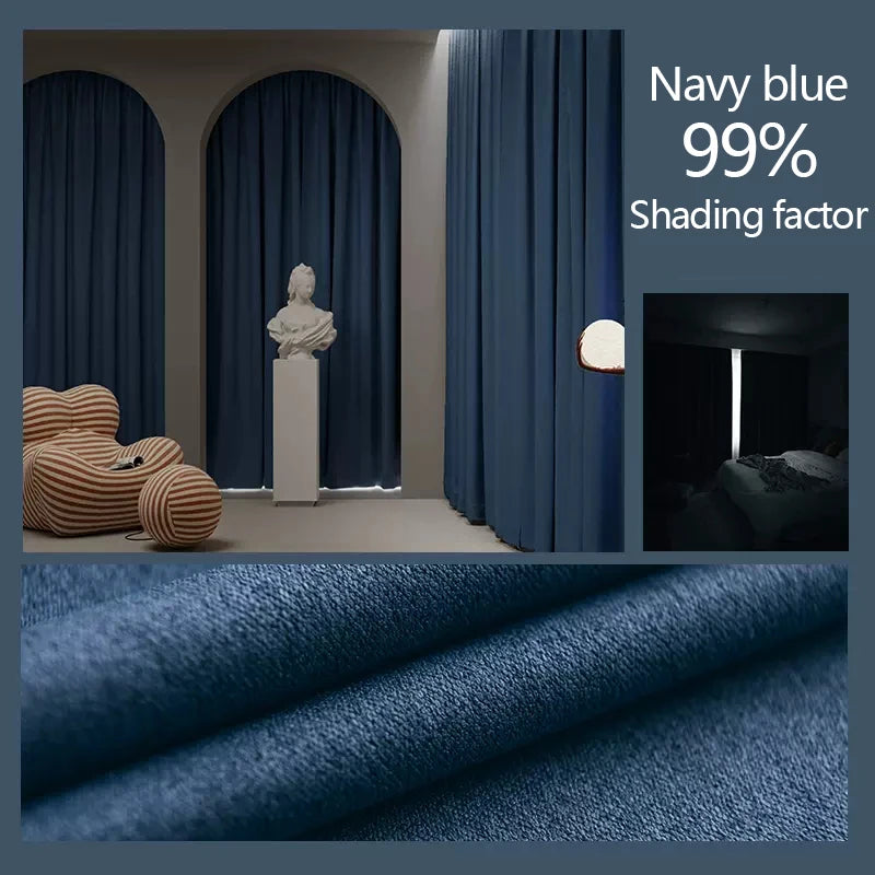 Super Strong Sound Insulation Fully Blackout bedroom Curtain Double sided linen cotton Sunshade living room decorative curtains