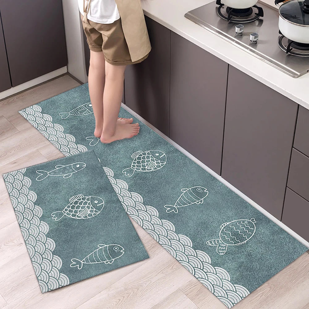 Non-slip Kitchen Mat Long Rugs Crystal Velvet Carpet for Living Room Absorbent Foot Mats Bedroom Doormat Alfombra Small Rugs