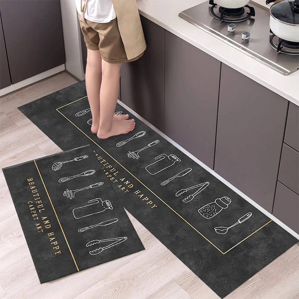 Non-slip Kitchen Mat Long Rugs Crystal Velvet Carpet for Living Room Absorbent Foot Mats Bedroom Doormat Alfombra Small Rugs