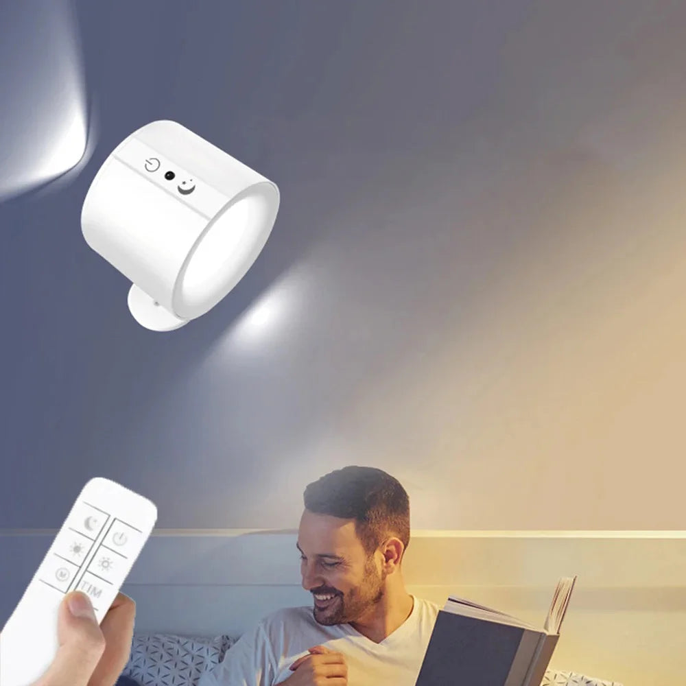 360 Rotatable Led Double Head Night Light Touch Control Remote USB Recharge Wireless Portable Night Light For Bedroom Lamp