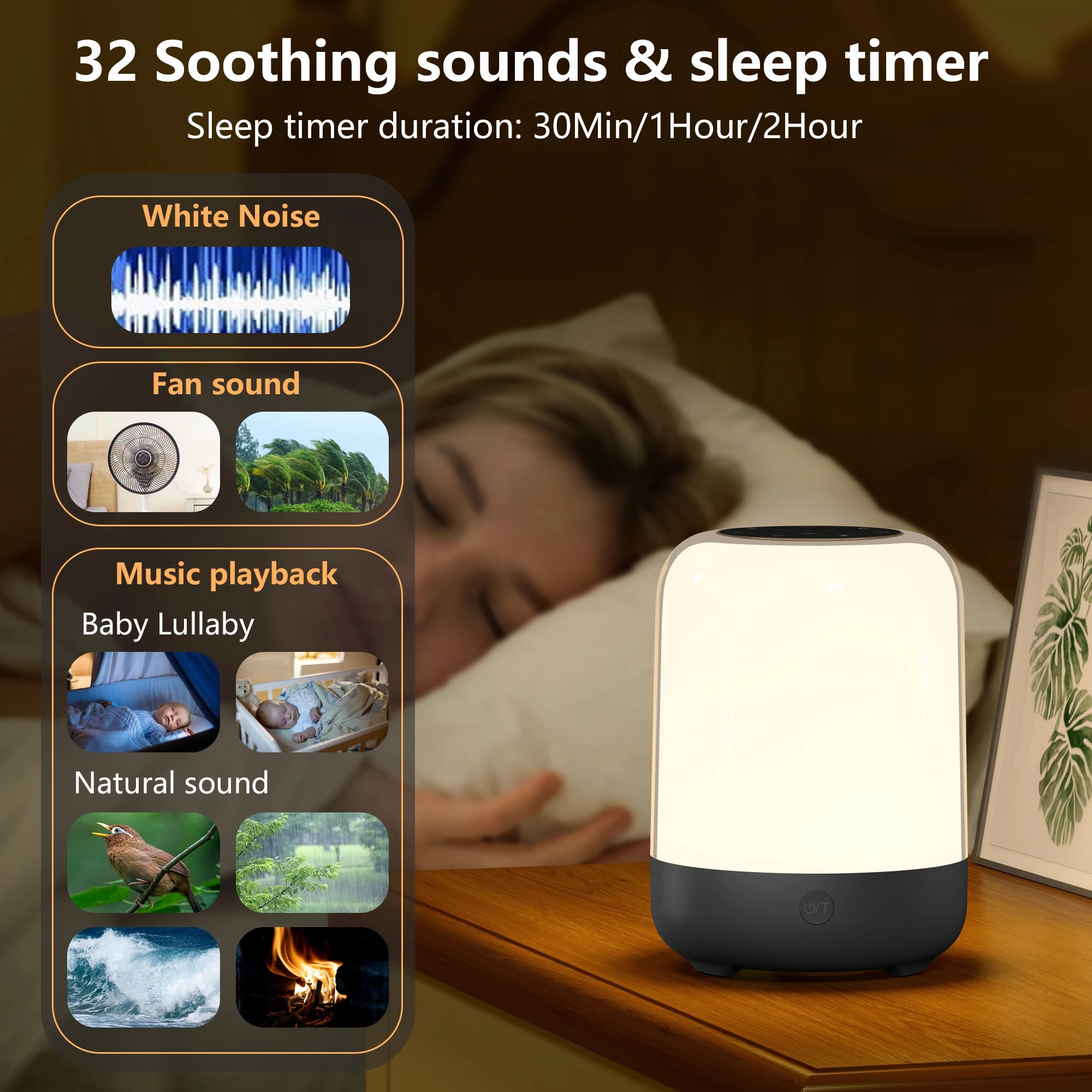 LED Night Light Baby Sleep Machine 32 White Sound Noise Machine Tricolor dimming Timeable For Sleeping Sleeping Support Lamp