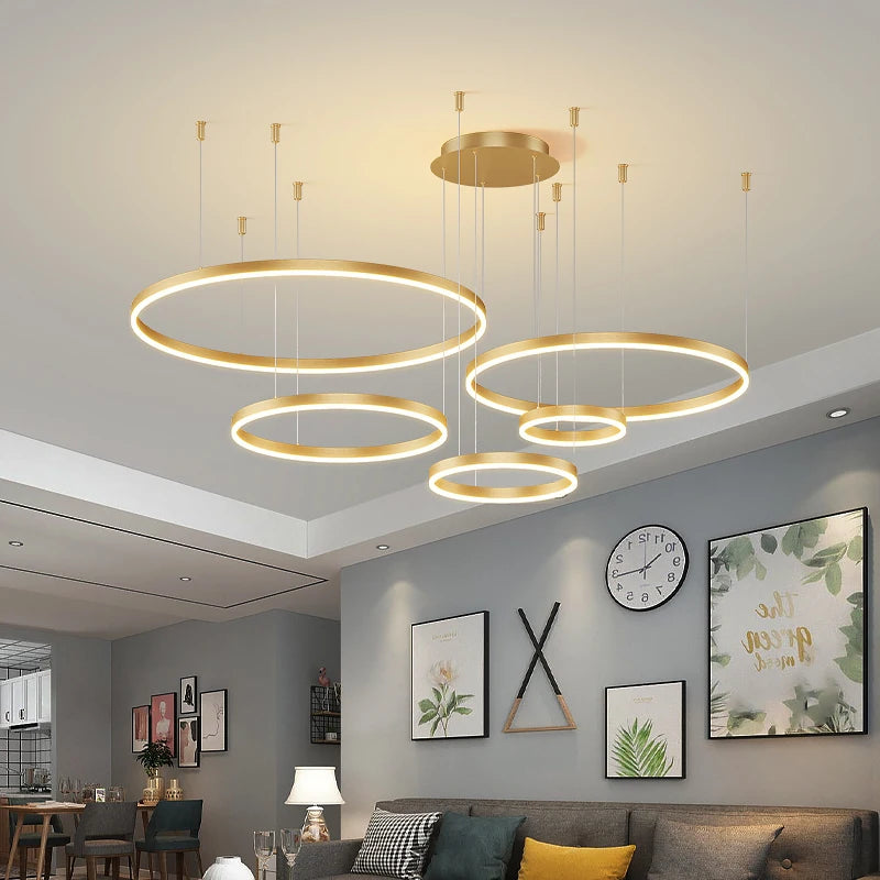 Modern Led Ceiling Chandelier Circular Ring Chandelier Living Bedroom Dining Room Lighting Home Indoor Lighting Decor Chandelier