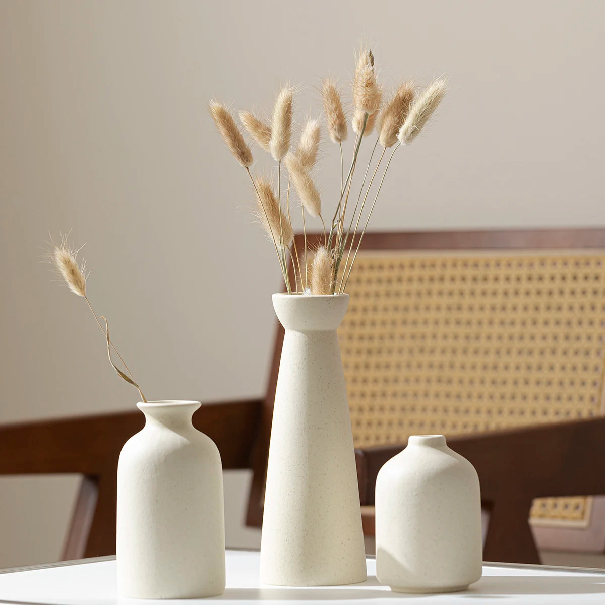 Ceramic vase Set-3 Small Flower vases for Decor,Modern Boho Farmhouse Home Decor,Decorative vase for Pampas Grass&Dried