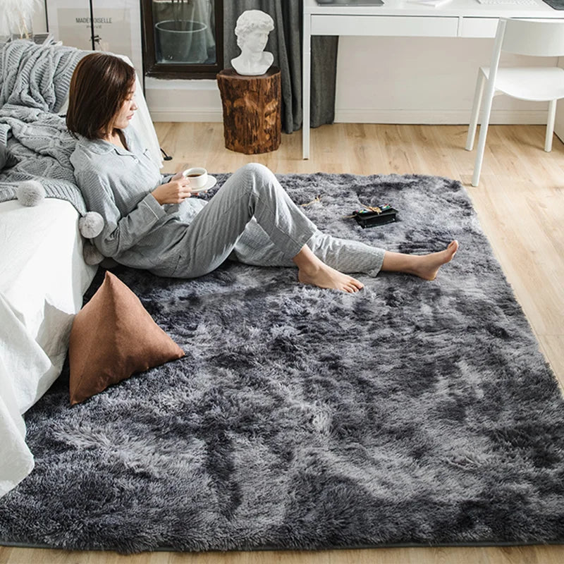 Gray Carpet for Living Room Plush Rug Bed Room Floor Fluffy Mats Anti-slip Home Decor Rugs Soft Velvet Carpets Kids Room Blanket