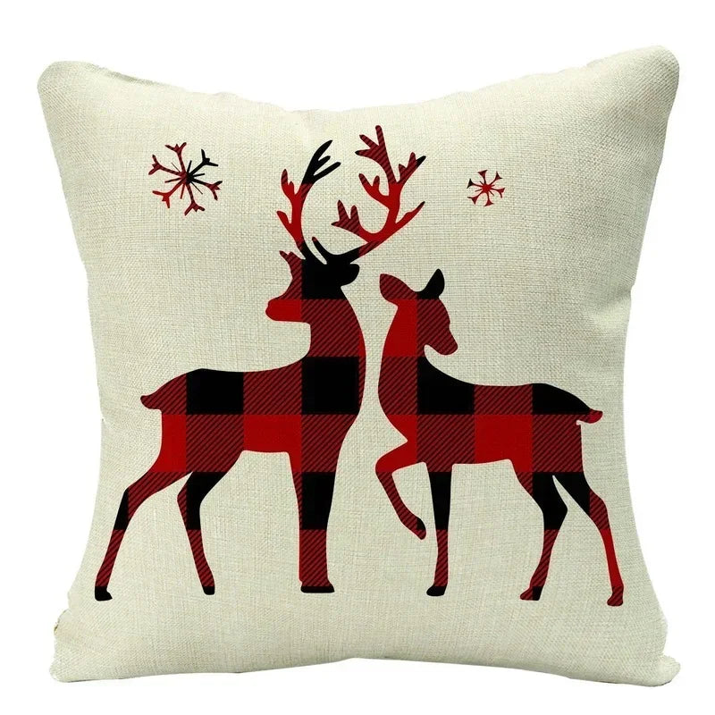 Christmas Cushion Cover Xmas Decorative Farmhouse Buffalo Check Pillowcase Holiday Party Decor Pillow Cover for Living Room Seat