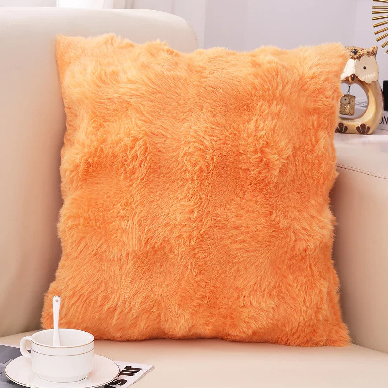 Olanly Ultra Soft Throw Pillow Cases For Sofa Decor Faux Rabbit Fur Soft Cozy Cushion Covers Plush Cushions Living Room Bed Car