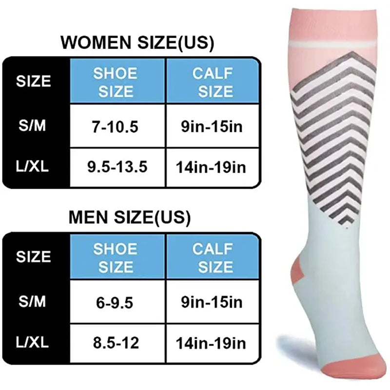 Compression Socks Men Women Running Cycling Football Golf Sports Socks Anti Fatigue Leg Support Pain Relief Venous Stretch Socks