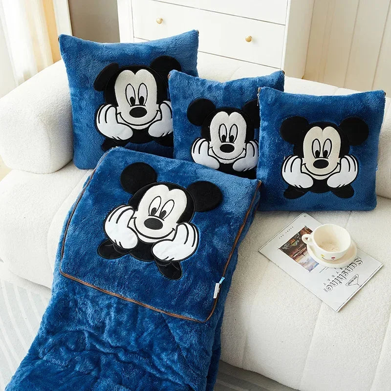 Disney Stitch Throw Pillow Blankets Two In One Kawaii Mickey Lucifer Pillow Thickened Nap Blanket Living Room Deco Bedroom