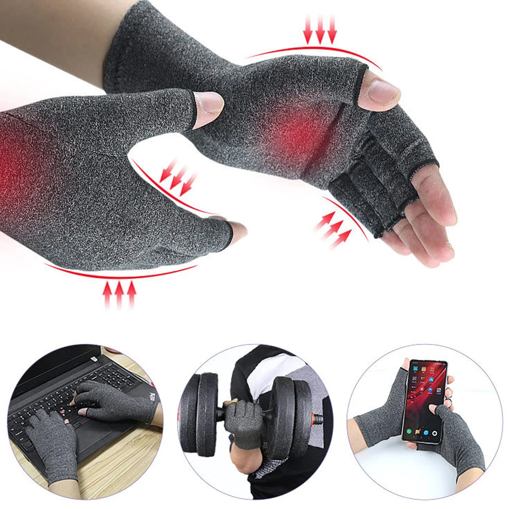 1Pair Compression Arthritis Gloves Wrist Support Joint Pain Relief Hand Brace Gloves Unisex Therapy Wristband Compression Gloves