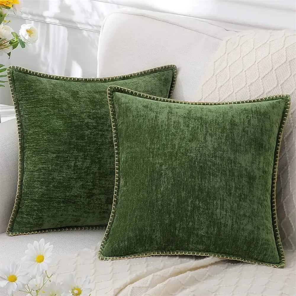 Olanly Chenille Cushion Cover 45x45 Pillow Cover 40x40cm Sofa Decorative Throw Pillow Case Soft Luxury For Living Room Decor