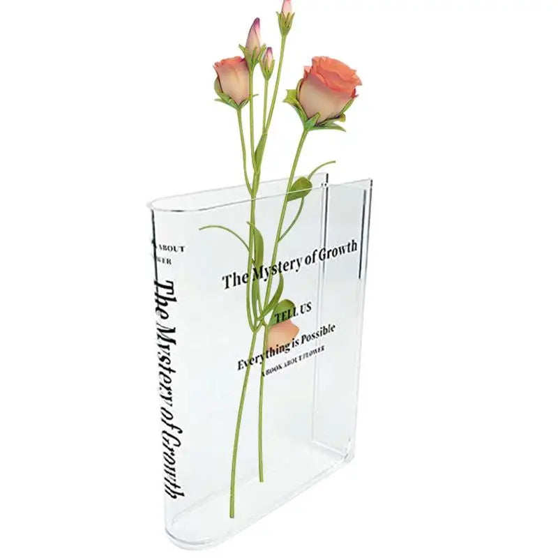 Acrylic Book Flower Vase Clear Flower Vase Cute Flower Vase For Centerpiece Home Decor Modern Style Art Deco Plant Containers