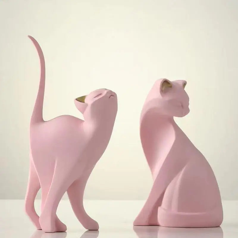 Cute Pink Kitten Sculpture Cat Statue Decor Cat Ornaments Cat Sculptures Resin Standing Cat Ornament Cat Figurine Statue Decor