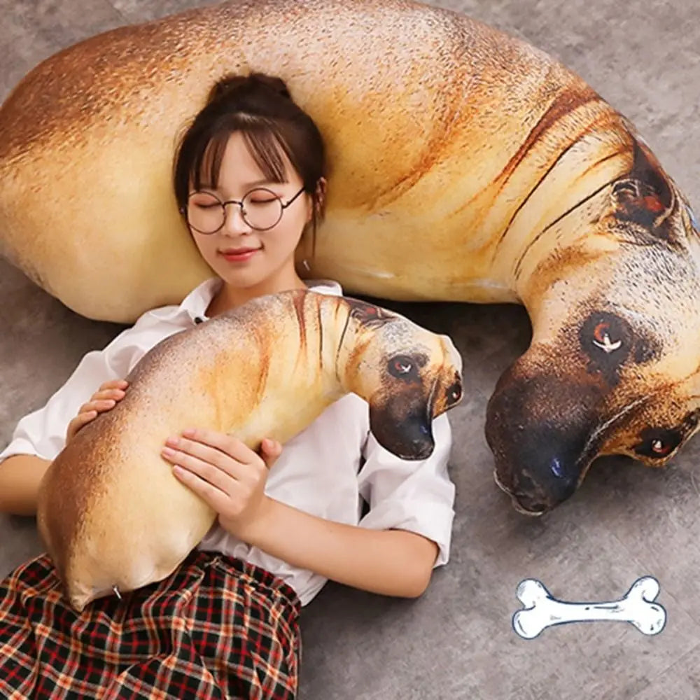 Soft Lifelike Animal Throw Pillow Hound Plush Creative Cushion 3D Dog Pillow Office