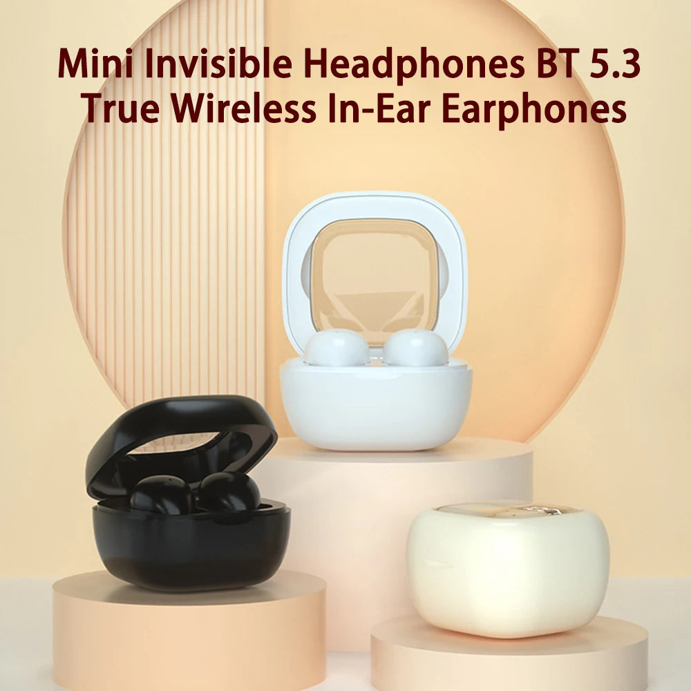 Invisible Sleep Earbuds Wireless Bluetooth Headphones In-Ear Headsets With Mic Noise Reduction HiFi Heavy Bass Earphones